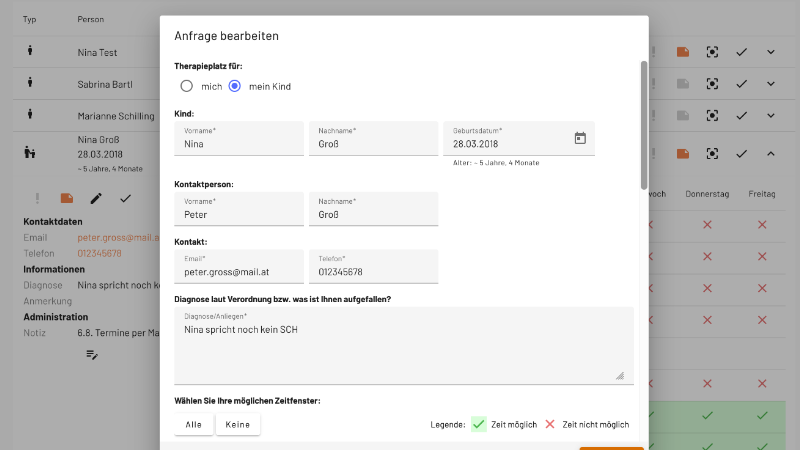 Therastic - Anfragen bearbeiten