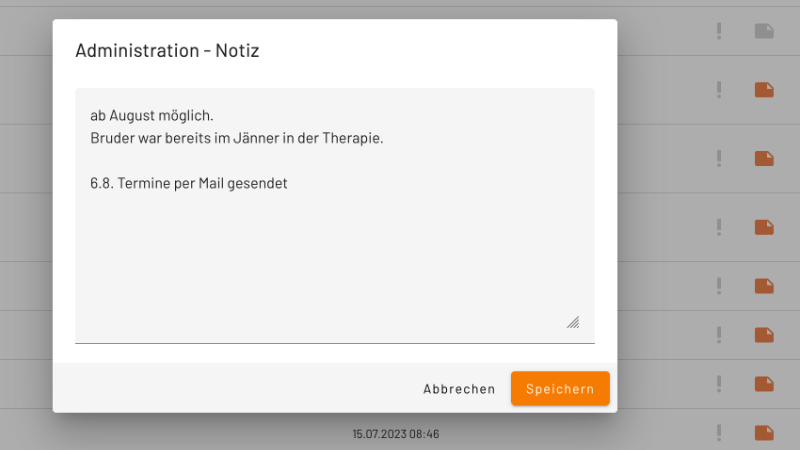 Therastic - Anfragen Notizen